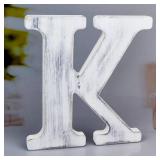 WOODOUNAI 8 Inch Rustic White Wood Letters Unfinished Wood Letters for Wall Decorative White Retro Standing Letters Sign Board Decoration for Craft Home Party Projects (K)