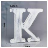 WOODOUNAI 8 Inch Rustic White Wood Letters Unfinished Wood Letters for Wall Decorative White Retro Standing Letters Sign Board Decoration for Craft Home Party Projects (K)