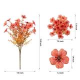 HyeFlora Artificial Fall Flowers Faux Mums for Outdoor Indoor Garden Home Decoration, Faux Flower Daisy with Eucalyptus Leaves Fake Mums Plants Greenery Boxwood Porch Patio, 12 Bundles (F Orange)