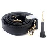 BEAULEGAN Purse Strap Replacement - Full Grain Microfiber Leather - 59 Inch Long Adjustable for Crossbody Shoulder Bag - 0.7 Inch Wide, Black/Gold