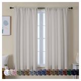 Simplebrand Ava Natural Blackout Curtains for Bedroom 63 Inch Length 2 Panels Set, Solid Thermal Insulated Energy Saving Rod Pocket Window Treatment Curtains Blackout Drapes, W40 x L63 Inch, Natural