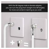 Elecan 25 Ft RG6 Coaxial Coax Cable Connectors Set, Quad Shielded High-Speed Internet 3 GHZ, Broadband Digital TV Aerial, Soft Satellite Cable Extension Double Rubber O-Ring+ Adapter+Ties+Clips-White