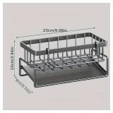 Stainless Steel Kitchen Sink Storage Rack - Integrated Sponge Holder & Countertop Organizer for Dishcloth, Soap & Brushes - Space-Saving Kitchen Rack - Grey