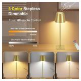 Czgor Rechargeable Cordless Table Lamp with Remote 2 Pack, 5200mAh Battery Operated Desk Lamp with Timer, 3-Color Stepless Dimming Wireless Desk Lamp, Portable Table Lamp for Bedroom Restaurant (Gold)