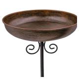 OUISJYER Small Metal Bird Bath for Outdoors, 10 Dia Bowl with Stake Birdbaths Garden Yard Lawn Decor 0.4 Gallon