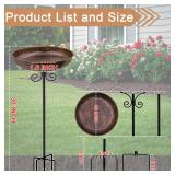 OUISJYER Small Metal Bird Bath for Outdoors, 10 Dia Bowl with Stake Birdbaths Garden Yard Lawn Decor 0.4 Gallon