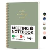 Taja Meeting Notebook for Work Organization - Work notebook with action items, Meeting Minutes Planner Notebook, Perfect Office Supplies for Men & Women - Green