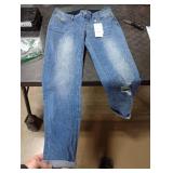 Leovqn Maternity Jeans for Women Boyfriend Stretch Over Belly Denim Pregnancy Pants, Throughout Pregnancy Suitable Small