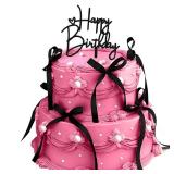 ABRRLO 10 PCS Black Bow Cake Toppers with Happy Birthday Sign - Vintage Ribbon Cupcake Toppers for Birthday Party Decorations Coquette Theme Anniversary Wedding Decor Cake Decorating Supplies (Black)