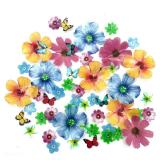 Weraru 58Pcs Edible Butterfly and Flowers Cake Topper Cupcake Toppers Wedding Themed Party Birthday Cake Decoration Mixed Size & Colour