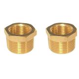 YOUHO 3/4 to 1/2 reducer Brass Threaded Pipe Fitting 3/4 NPT Male x 1/2 NPT Female Hex Bushing Adapter (Pack of2)