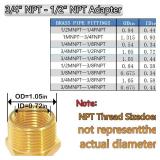 YOUHO 3/4 to 1/2 reducer Brass Threaded Pipe Fitting 3/4 NPT Male x 1/2 NPT Female Hex Bushing Adapter (Pack of2)