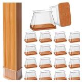 Chair Leg Floor Protectors Rectangle for Hardwood Floors Silicone Caps Covers Felt Furniture Pads Clear Chair Sliders, Protect The Floor from Scratches(Fit Perimeter 3-3/4