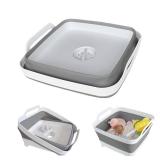 GIMWA Collapsible Wash Basin for Baby Bottles - 2.4 Gallons Portable Wash Bin for RV Camping Sink, Space-Saving Dish Tub (Gray)