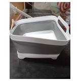 GIMWA Collapsible Wash Basin for Baby Bottles - 2.4 Gallons Portable Wash Bin for RV Camping Sink, Space-Saving Dish Tub (Gray)