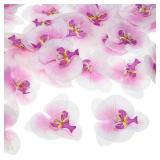 PATIKIL 3.9 Artificial Orchid Flower Heads, 40 Pack Silk Phalaenopsis Fake Butterfly Orchid Heads for Wedding Floral Bouquet Decor DIY Craft Making, White Purple