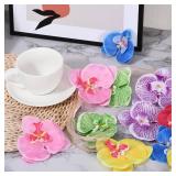PATIKIL 3.9 Artificial Orchid Flower Heads, 40 Pack Silk Phalaenopsis Fake Butterfly Orchid Heads for Wedding Floral Bouquet Decor DIY Craft Making, White Purple