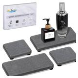 4PCS Water Absorbing Stone Tray for Sink, Fast Drying Stone Sink Tray, Water Absorbent Diatomite Trays, Stones Soap Diatomaceous Coaster, Stones Drying Trays for Bathroom Sinks and Kitchen Counter