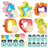 32PCS Sandwich Cutter and Sealer Set Sandwich Cutter for Kids, Vegetable Fruit Cutter Shapes with Food Picks for Kids School Lunch Bento Box Accessories Cookie Cutters