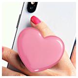 Cute Heart-Shaped Phone Grip - Rose Pink Love Handle Phone Grip, Large 3D Collapsible Crystal Phone Mount Holder Stand, Compatible with Kindle, iPhone - Christmas Valentines Gift for Girls Women