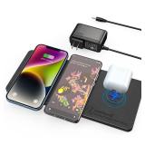 Wireless Charging Pad, ZealSound Ultra-Slim Triple Charger Station for Multiple 3 Devices & New Airpods Ultra Slim PU Leather Wireless Charging Mat W/AC Adapter for Smartphone Phone (Black)