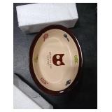 TTCAT Oval Ceramic Cat Food Bowl,Cute Dish,Small Pet Feeding Dishes for Cat,Kitten,Dishwasher Safe.