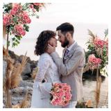 Yunsailing 8 Packs Artificial Peony Flowers Faux Silk Hydrangea Bouquet Vintage Wedding Home Table for Door Decor Reusable Bouquet of Rose Flowers for Valentine Wedding Birthday Party(Dark Pink)