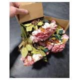 Yunsailing 8 Packs Artificial Peony Flowers Faux Silk Hydrangea Bouquet Vintage Wedding Home Table for Door Decor Reusable Bouquet of Rose Flowers for Valentine Wedding Birthday Party(Dark Pink)