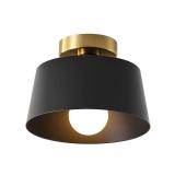 LHLYCLX Ceiling Light Fixture, Hallway Ceiling Light with Gold Plate and Matte Black Shade, Modern Simple Style Porch Light Fixtures Semi Flush Mount (Black)