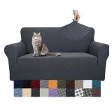YEMYHOM Couch Cover Latest Jacquard Design High Stretch Sofa Covers for 2 Cushion Couch, Pet Dog Cat Proof Loveseat Slipcover Non Slip Magic Elastic Furniture Protector (Medium, Dark Gray)