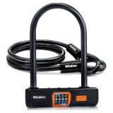 NDakter Bike Locks Heavy Duty Anti Theft, Combo Bike U Lock, 4-Digit Resettable Combination Bicycle Lock, Large U Shaped Ebike Lock with 5Ft Steel Cable for Electric Bike, Escooter, Motorcycle,Door