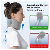 Velpeau Neck Brace for Neck Pain and Strong Support, Soft Cervical Collar for Sleeping Upright, Snoozing - Stabilizes & Relieves Pressure in Spine for Women & Men (Grey, M: 13.5-16.5 / 3 Depth)