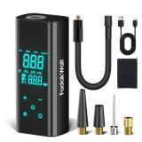 FADAKWALT Tire Inflator Portable Air Compressor, 150 PSI Cordless Air Pump with Digital Pressure Gauge, LED Light, Auto Shut-Off, for Car, Motorcycle, Bike, Ball Not for Truck Tires