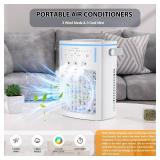 ANGFA Portable Air Conditioners,Evaporative Air Cooler with 1000ML Water Tank,3 Spray Ports,3 Speeds & 3 Mist Level,7 Color Night Light,8H Timer, Personal Ac Units for Bedroom Office Camping