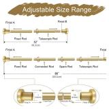 YNL Gold Shower Curtain Rod 32-80 Inch(2.7-6.6ft), Non Slip, Never Rust, No Drill Stainless Steel Spring Tension Shower Rod, Telescoping Curtain Rod for Bathroom Window Living Room