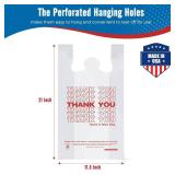 Fuxury 1000 Count Thank You Plastic Bags (11.5 x 6.5 x 21) White, T-shirt, Grocery, Take Out, To Go, Retail Shopping Bags in Bulk (Made in USA)