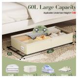 Yecaye Under Bed Storage with Wheels, 2 Pack Under Bed Storage Containers with Clear Lids, Rolling Underbed Organizer Drawer Bins for Clothes, Shoes, Toys, Blankets (Beige, 32 x 17 x 6.7 in)