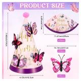 RoundFunny 12 Sets Butterfly Birthday Hats with Pom Poms and 3D Butterfly Stickers Party Decorations Paper Cone Hats for Adults Birthday Baby Shower Party Supplies