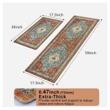 Collive Boho Kitchen Mat 2PCS, Cushioned Anti Fatigue Kitchen Mats for Floor Waterproof Kitchens Rugs Set of 2, Non Slip Comfort Standing Mat for Office, Sink, Laundry, 17x30+17x59