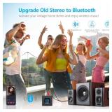 1Mii Bluetooth 5.1 Receiver for Home Stereo, Bluetooth Audio Adapter with 3.5mm RCA, Wireless Hi-Fi Music Streaming from Smartphone/Tablet to Wired Speaker, 12hrs Playtime, Bass Mode