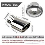 Universal Chrome Exhaust Tip, 1.5-2.1 Inlet, Stainless Steel, Adjustable Car Muffler Decorative Tip, Fits Pipes with 1.5-2.1 Diameter, 2.24 Outlet, 5.76 Long, Straight Pipe Kit (Curved)