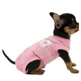 LOPHIPETS Girl Dog Shirts Pajamas - Fits 0.5-1.2 lbs - Young Chihuahuas & Teacup Puppies - Pink Strips/XXS