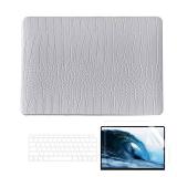 AOKILOM MacBook Air 13 inch Case 2024 2023 2022 Release M3 A3113 M2 A2681, While Crocodile Leather Plastic Hard Shell Cases & Keyboard Cover & Screen Protector