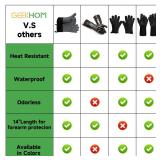 GEEKHOM BBQ Gloves Heat Resistant Oven Mitts - Silicone Grilling Gloves with 14 Long Arm Protection - Waterproof Pot Holder Non-Slip for Men & Women, Kitchen Cooking, Baking, Camping, Gray