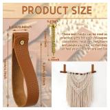 8 Pieces Artificial Leather Wall Hooks 1 x 4.7 Inches Wall Hanging Strap Wall Mounted Loop for Hanging Leather Strap Hangers for Bathroom Bedroom Kitchen Towel Holder Supplies (Dark Yellow)