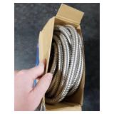 25FT Stainless Steel Metal Garden Hose - Lightweight, Kink-Free & Tangle-Free, Flexible with Brass Fittings, On/Off Valve, Pet Proof, Puncture Proof for Yard, RV, Car Washing (Silver)