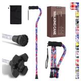 LIXIANG Adjustable Walking Stick for Men and Women, Folding Cane, Soft Sponge Offset Handle, Light Weight, Suitable for Arthritis Patients, Elderly and Disabled Ladies Canes for Walking