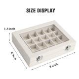Vicoter Velvet Jewelry Box 24 Grid Jewelry Ring Display Organiser Box Tray Holder Earrings Storage Case for Girls Wife Mom Women (Beige)