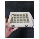Vicoter Velvet Jewelry Box 24 Grid Jewelry Ring Display Organiser Box Tray Holder Earrings Storage Case for Girls Wife Mom Women (Beige)