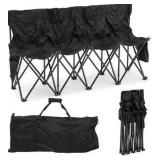 Kigley Portable 4 Seat Soccer Bench Chairs Foldable Team Sports Bench with Pockets and Carrying Bag for Camping Soccer Sports Team Basketball Football Practice Games(Black,1 Pcs)